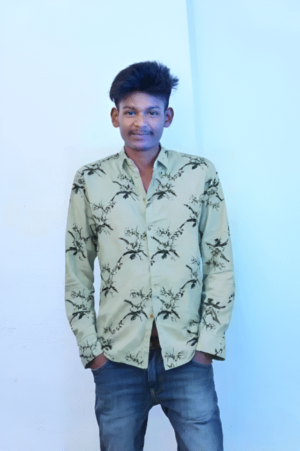 Men's Sea Green Casual Shirt with Black Floral Print | Full Sleeve | Relaxed Fit | Premium Cotton Blend