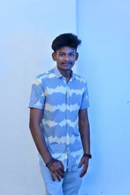 Sky Blue Cloud Print Cotton Shirt for Men